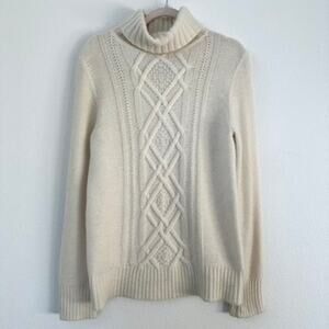 J.Crew Ivory Cable Knit Turtleneck Sweater - Size M